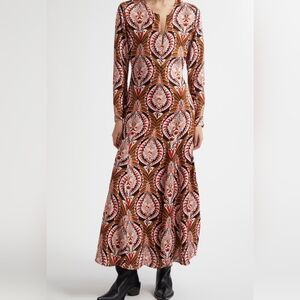 FARM Rio Size Small Pineapple Long Sleeve Midi Dress